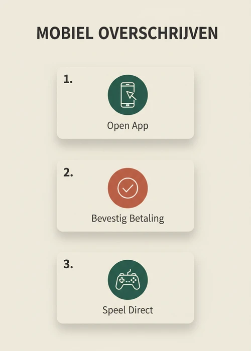 Mobiel overschrijven in drie stappen: open app, bevestig betaling en speel direct bij een bankoverschrijving casino.